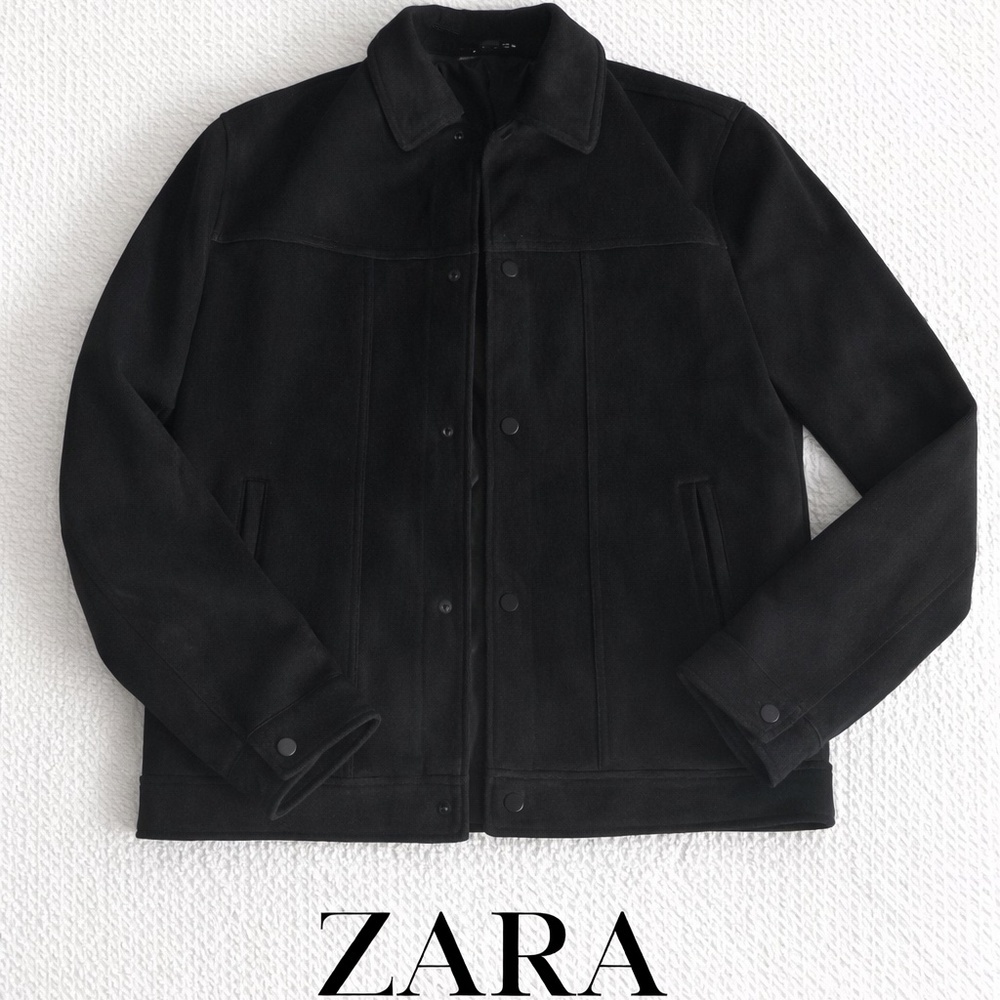 ZARA Black Leather-Feel Jacket | Size M